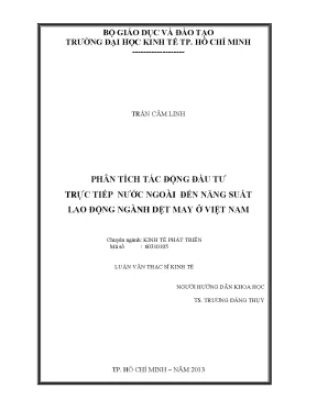 Luận văn thạc sĩ phân tích tác động đầu tư trực tiếp nước ngoài đến năng suất lao động ngành dệt may ở việt nam