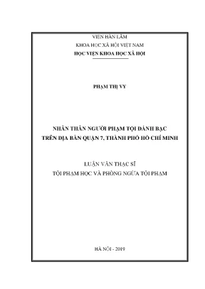 Luận án tiến sĩ nhân thân ngươì phạm tội đánh bạc trên địa bàn quận 7 thành phố hồ chí minh