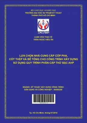 Luận văn thạc sĩ hcmute lựa chọn nhà cung cấp cốp pha cốt thép và bê tông cho công trình xây dựng sử dụng quy trình phân cấp thứ bậc ahp