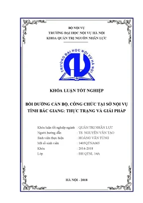 Luận văn tốt nghiệp bồi dưỡng cán bộ công chức tại sở nội vụ tỉnh bắc giang thực trạng và giải pháp