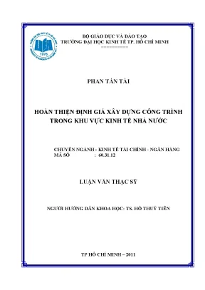 Luận văn thạc sĩ hoàn thiện định giá xây dựng công trình trong khu vực kinh tế nhà nước luận văn thạc sĩ