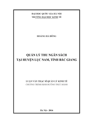 Luận văn thạc sĩ quản lý thu ngân sách tại huyện lục nam tỉnh bắc giang