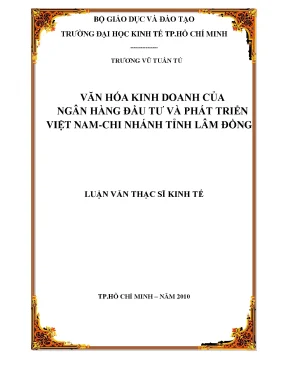 Luận văn thạc sĩ văn hóa kinh doanh của ngân hàng đầu tư và phát triển việt nam chi nhánh tỉnh lâm đồng