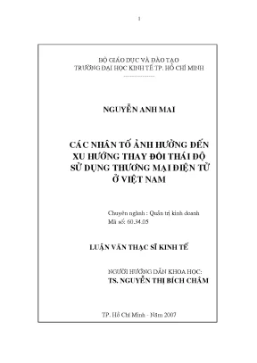 Luận văn thạc sĩ các nhân tố ảnh hưởng đến xu hướng thay đổi thái độ sử dụng thương mại điện tử ở việt nam luận văn thạc sĩ