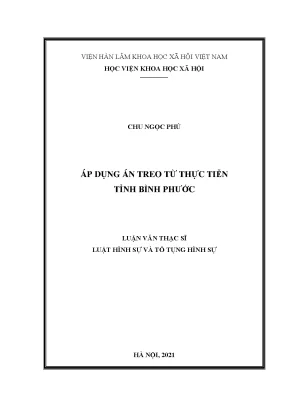 Luận văn thạc sĩ áp dụng án treo từ thực tiễn tỉnh bình phước