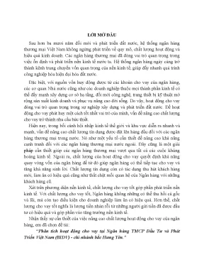 Luận văn tốt nghiệp phân tích hoạt động cho vay tại ngân hàng tmcp đầu tư và phát triển việt nam bidv chi nhánh bắc hưng yên
