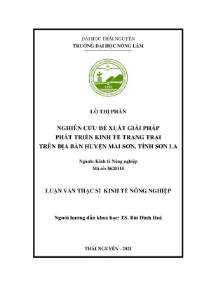 Luận văn tốt nghiệp nghiên cứu đề xuất các giải pháp phát triển kinh tế trang trại trên địa bàn huyện mai sơn tỉnh sơn la