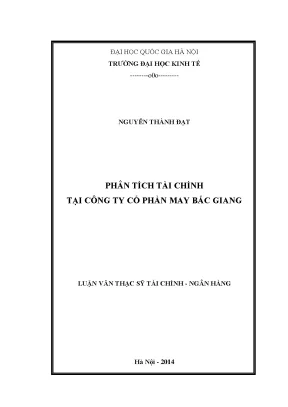 Luận văn thạc sĩ phân tích tài chính tại công ty cổ phần may bắc giang