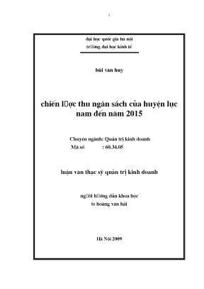 Luận văn thạc sĩ chiến lược thu ngân sách của huyện lục nam đến năm 2015