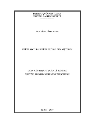 Luận văn thạc sĩ chính sách tài chính đất đai của việt nam