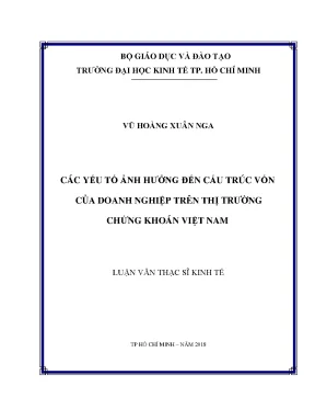 Luận văn thạc sĩ các yếu tố ảnh hưởng đến cấu trúc vốn của doanh nghiệp trên thị trường chứng khoán việt nam