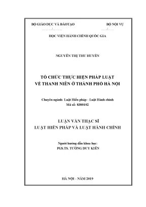 Luận văn thạc sĩ tổ chức thực hiện pháp luật về thanh niên ở thành phố hà nội