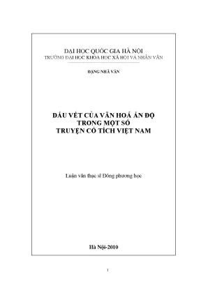 Luận văn thạc sĩ dấu vết của văn hóa ấn độ trong một số truyện cổ tích việt nam