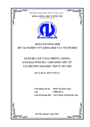 Luận văn tốt nghiệp giáo dục kỹ năng phòng chống xâm hại tình dục cho sinh viên nữ tại trường đại học nội vụ hà nội