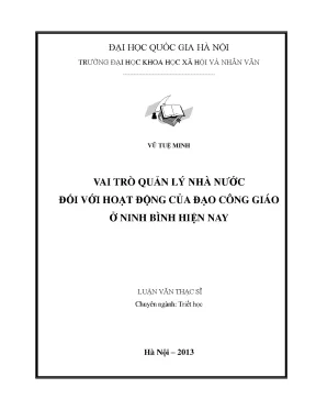 Luận văn thạc sĩ vai trò quản lý nhà nước đối với hoạt động của đạo công giáo ở ninh bình hiện nay