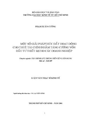 Luận văn thạc sĩ giải pháp thúc đẩy hoạt động cho thuê tài chính tăng cường vốn đầu tư thiết bị cho các doanh nghiệp luận văn thạc sĩ