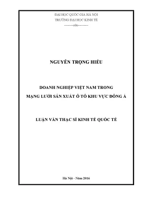 Luận văn thạc sĩ doanh nghiệp việt nam trong mạng lưới sản xuất ô tô khu vực đông á