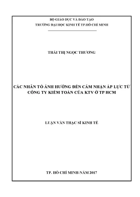 Luận văn thạc sĩ các nhân tố ảnh hưởng đến cảm nhận áp lực từ công ty kiểm toán của ktv ở tphcm