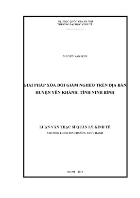 Luận văn thạc sĩ giải pháp xóa đói giảm nghèo trên địa bàn huyện yên khánh tỉnh ninh bình