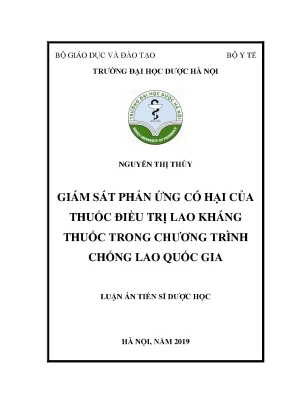 Luận án tiến sĩ giám sát phản ứng có hại của thuốc điều trị lao kháng thuốc trong chương trình chống lao quốc gia