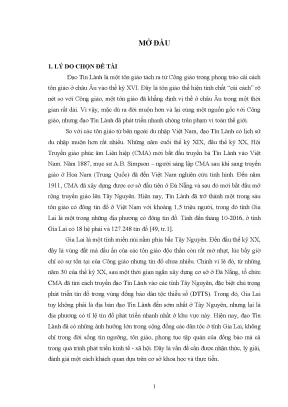 Luận án quá trình phát triển đạo tin lành ở gia lai từ 1986 đến 2016