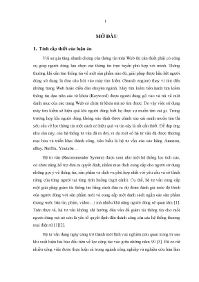 Luận án phát triển một số phương pháp xây dựng hệ tư vấn