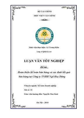 Luận văn tốt nghiệp hoàn thiện kế toán bán hàng và xác định kết quả bán hàng tại công ty tnhh ngô huy dũng
