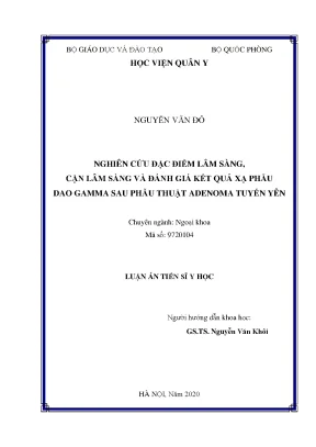 Luận án tiến sĩ nghiên cứu đặc điểm lâm sàng cận lâm sàng và đánh giá kết quả xạ phẫu dao gamma sau phẫu thuật adenoma tuyến yên