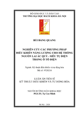 Luận án tiến sĩ nghiên cứu các phương pháp điều khiển năng lượng cho hệ thống nguồn lai ắc quy siêu tụ điện trong ô tô điện