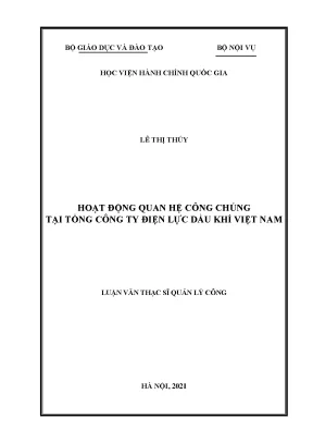 Luận văn thạc sĩ hoạt động quan hệ công chúng tại tổng công ty điện lực dầu khí việt nam