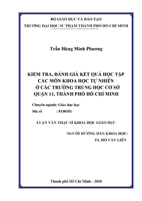 Luận văn thạc sĩ kiểm tra đánh giá kết quả học tập các môn khoa học tự nhiên ở các trường trung học cơ sở quận 11 thành phố hồ chí minh