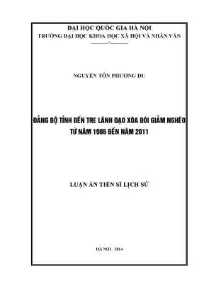 Luận án tiến sĩ đảng bộ tỉnh bến tre lãnh đạo xóa đói giảm nghèo từ năm 1986 đến năm 2011