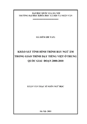 Luận văn thạc sĩ khảo sát tình hình trình bày ngữ âm trong giáo trình dạy tiếng việt ở trung quốc giai đoạn 2000 2010