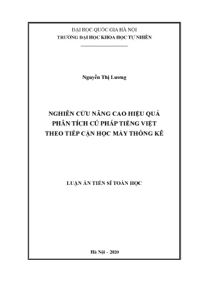 Luận án tiến sĩ nghiên cứu nâng cao hiệu quả phân tích cú pháp tiếng việt theo tiếp cận học máy thống kê