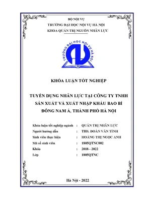 Luận văn tốt nghiệp tuyển dụng nhân lực tại công ty tnhh sản xuất và xuất nhập khẩu bao bì đông nam á thành phố hà nội