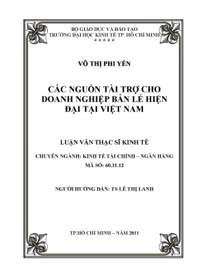 Luận văn thạc sĩ các nguồn tài trợ cho doanh nghiệp bán lẻ hiện đại tại việt nam luận văn thạc sĩ