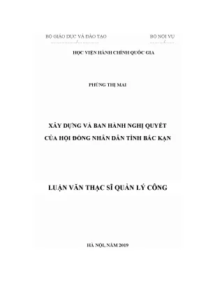 Luận văn thạc sĩ xây dựng và ban hành nghị quyết của hội đồng nhân dân tỉnh bắc kạn