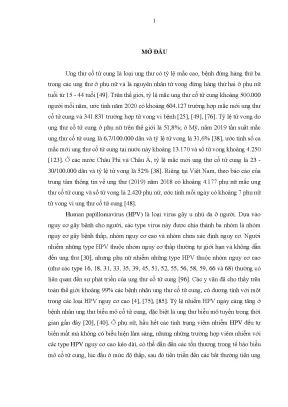 Luận án nghiên cứu sự biến đổi hpv dna và tế bào học cổ tử cung ở phụ nữ 18 69 tuổi nhiễm hpv tại thành phố cần thơ