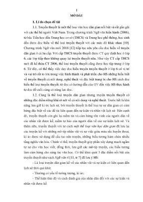 Luận án rèn luyện kĩ năng đọc hiểu truyền thuyết cho học sinh lớp 6