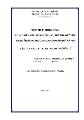 Luận văn thạc sĩ phát triển kinh doanh dịch vụ thẻ thanh toán tại ngân hàng thương mại cổ phần nhà hà nội