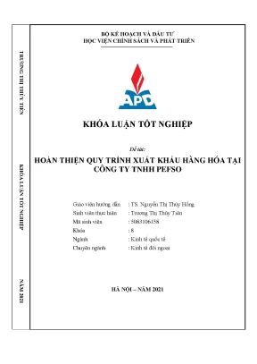 Luận văn tốt nghiệp hoàn thiện quy trình xuất khẩu hàng hóa tại công ty tnhh pefso