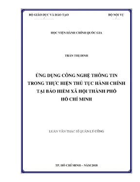 Luận văn thạc sĩ ứng dụng công nghệ thông tin trong thực hiện thủ tục hành chính tại bảo hiểm xã hội tp hcmthành phố hồ chí minh