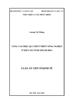 Luận án tiến sĩ nâng cao hiệu quả phát triển nông nghiệp ở miền núi tỉnh thanh hóa