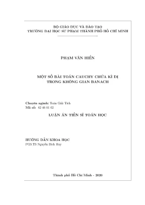 Luận án tiến sĩ một số bài toán cauchy chứa kì dị trong không gian banach