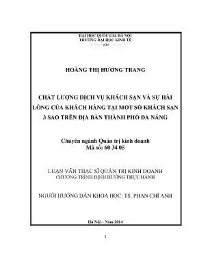 Luận văn thạc sĩ chất lượng dịch vụ khách sạn và sự hài lòng của khách hàng tại một số khách sạn 3 sao trên đại bàn thành phố đà nẵng