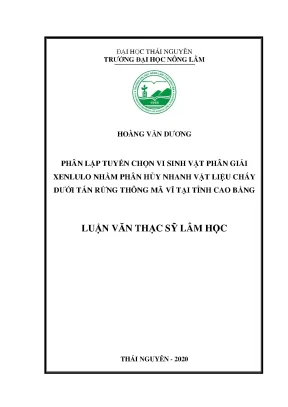 Luận văn tốt nghiệp phân lập tuyển chọn vi sinh vật phân giải xenlulo nhằm phân hủy nhanh vật liệu cháy dưới tán rừng thông mã vĩ tại tỉnh cao bằng