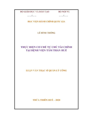 Luận văn thạc sĩ thực hiện cơ chế tự chủ tài chính tại bệnh viện tâm thần huế