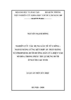 Luận án tiến sĩ nghiên cứu tác dụng gây tê tủy sống ngoài màng cứng kết hợp an thần bằng tci propofol dưới hướng dẫn của điện não số hóa trong phẫu thuật bụng dưới ở người cao tuổi