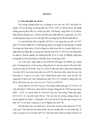 Luận án tổ chức và hoạt động của quỹ đầu tư chứng khoán theo pháp luật việt nam hiện nay