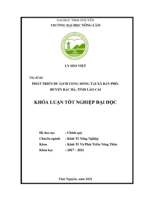 Luận văn tốt nghiệp phát triển du lịch cộng đồng tại xã bản phố huyện bắc hà tỉnh lào cai